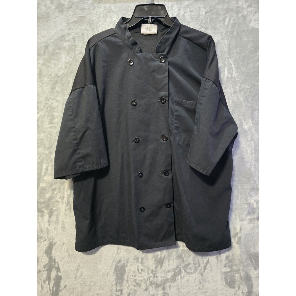Uncommon Threads Chef Shirt Jacket Blk XL Short Sleeve Front & Shoulder Pockets